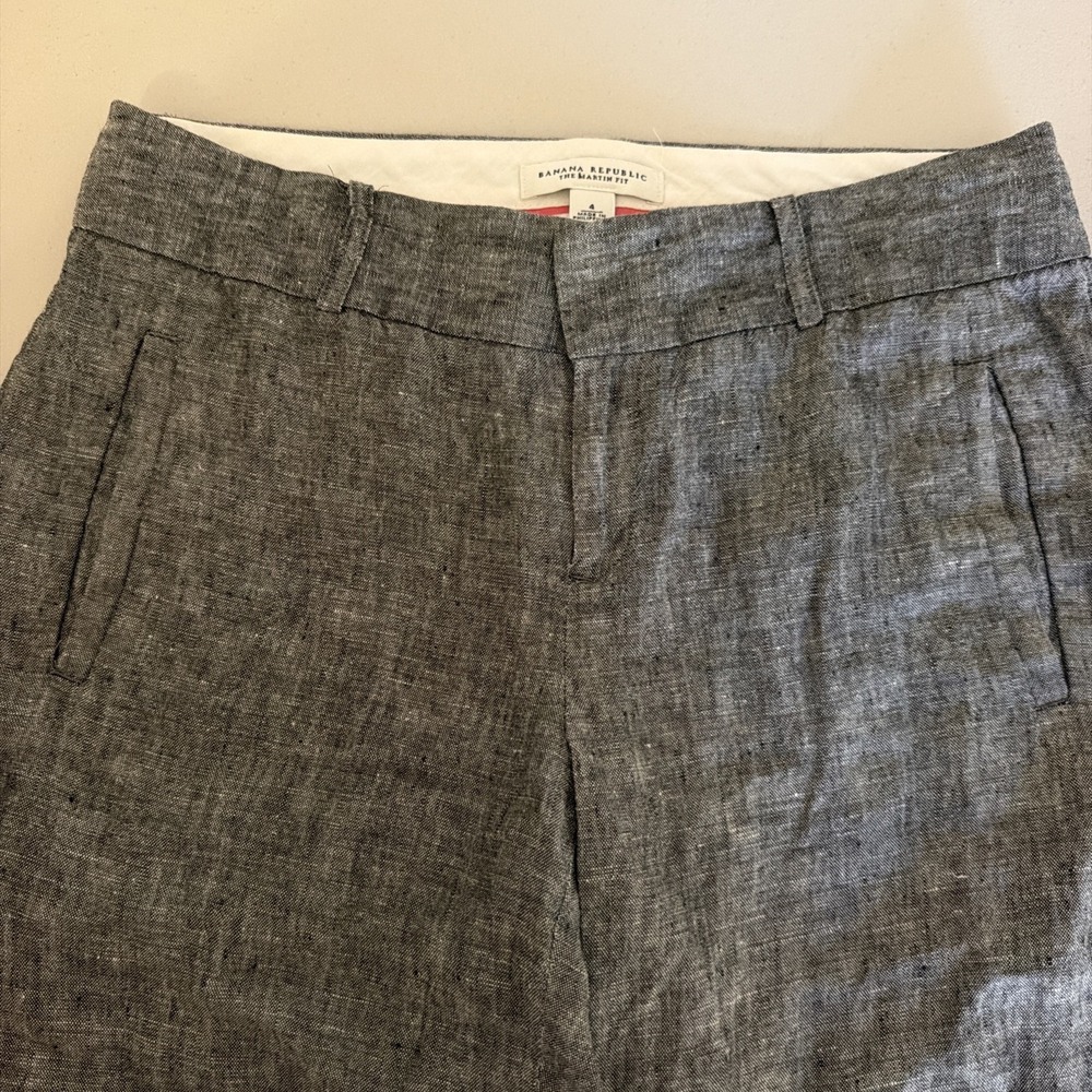 Banana Republic The Martin Fit Linen Pants Women's Size 4 Gray Career Trousers